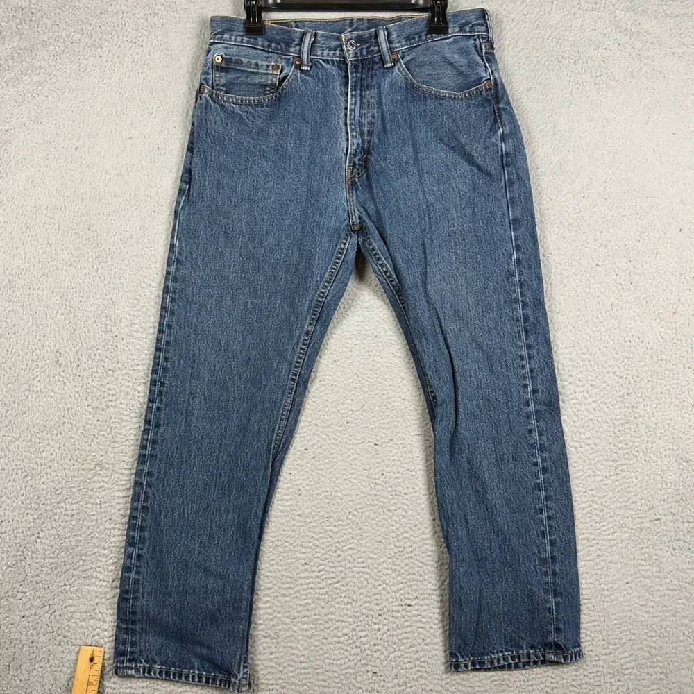 Levis 505 Jeans Mens 34X29 Blue Regular Fit Straight Leg 5 Pocket Red Tab Denim